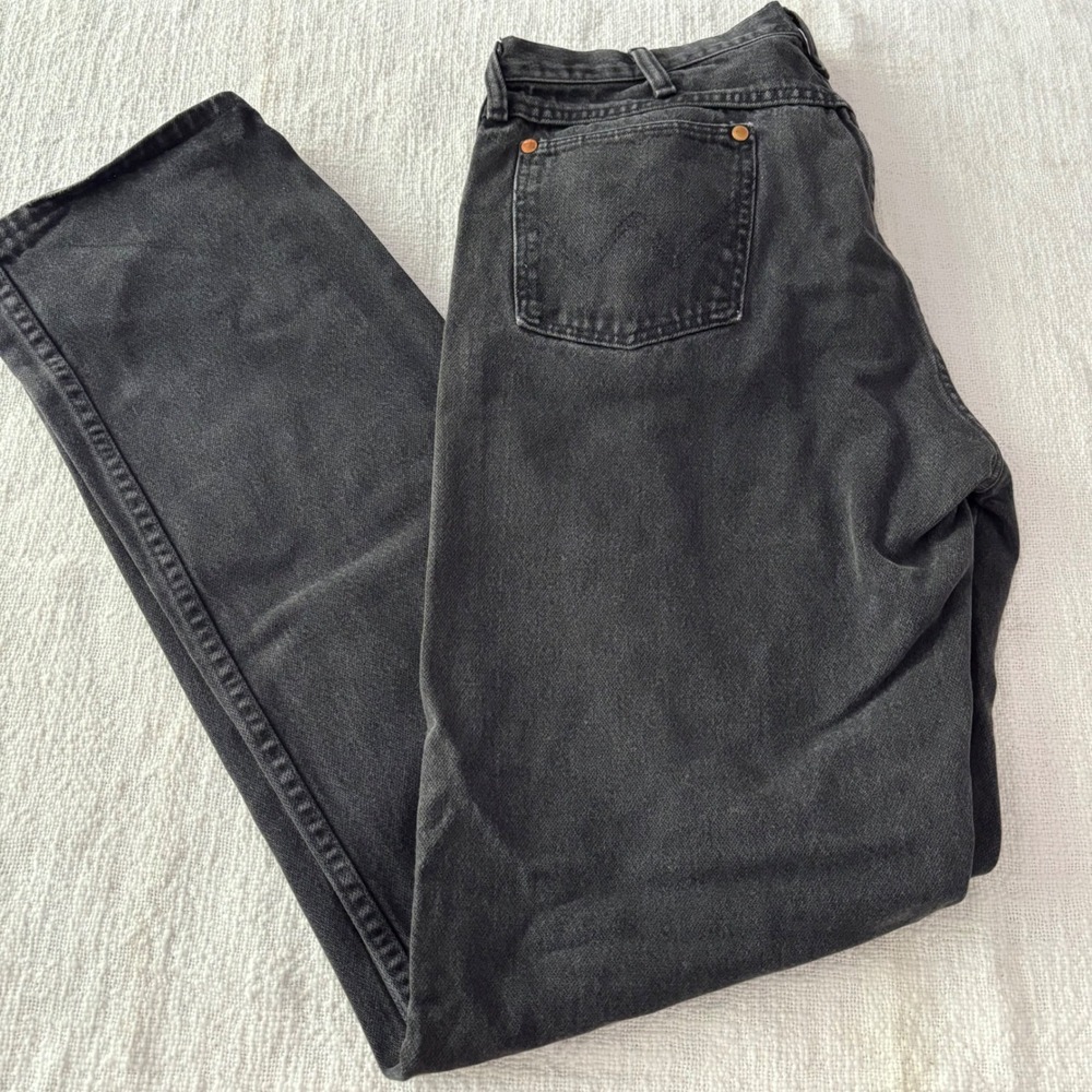 Wrangler Cowboy Cut Jeans Mens 36x36 Black Denim Made in USA 13MWZWK Straight